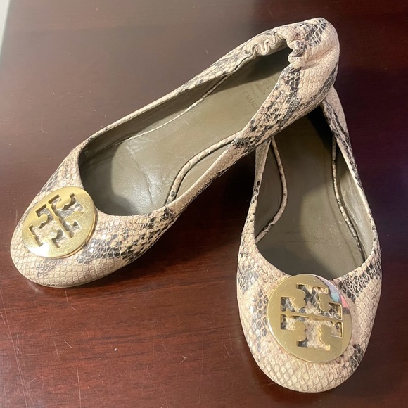 Tory Burch Ballerina Flats Reva Snake Print Size 7 - Picture 5 of 8